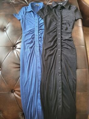 2 Silky Smooth Slinky Maxi Dress - Fashion Nova Black & Blue